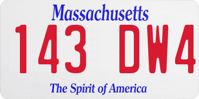 MA license plate 143DW4