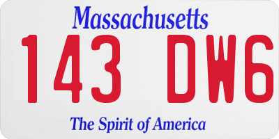 MA license plate 143DW6
