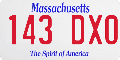 MA license plate 143DX0