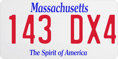 MA license plate 143DX4