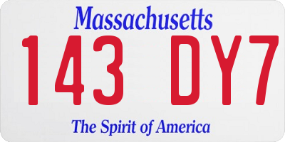 MA license plate 143DY7