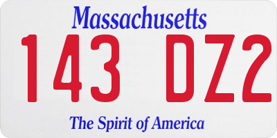 MA license plate 143DZ2