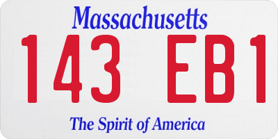 MA license plate 143EB1