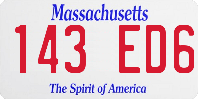 MA license plate 143ED6