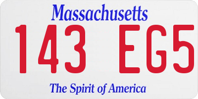 MA license plate 143EG5