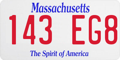 MA license plate 143EG8