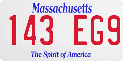 MA license plate 143EG9