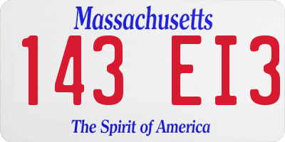 MA license plate 143EI3