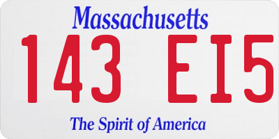 MA license plate 143EI5