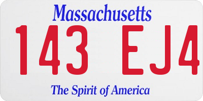 MA license plate 143EJ4