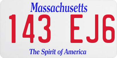 MA license plate 143EJ6