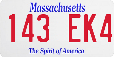 MA license plate 143EK4