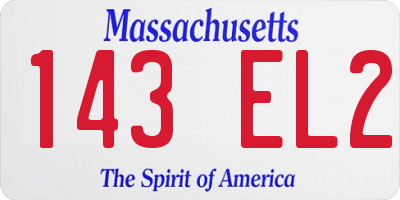 MA license plate 143EL2