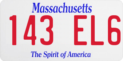 MA license plate 143EL6