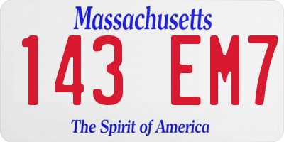 MA license plate 143EM7