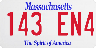 MA license plate 143EN4