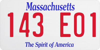 MA license plate 143EO1