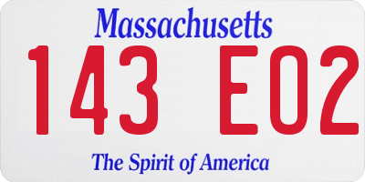 MA license plate 143EO2