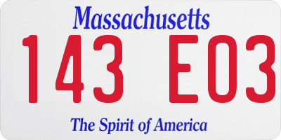 MA license plate 143EO3