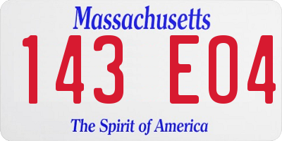 MA license plate 143EO4
