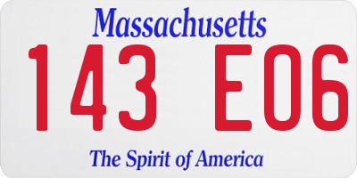 MA license plate 143EO6