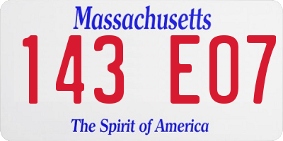 MA license plate 143EO7