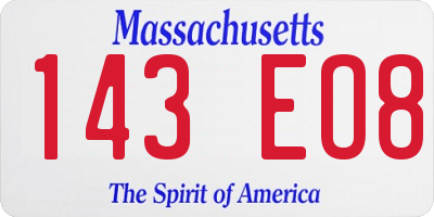 MA license plate 143EO8