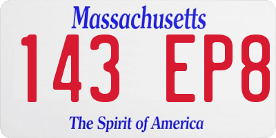 MA license plate 143EP8