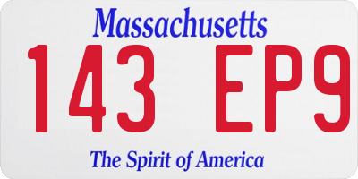 MA license plate 143EP9