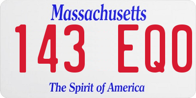 MA license plate 143EQ0
