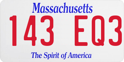 MA license plate 143EQ3