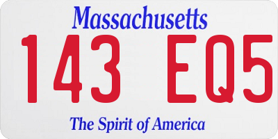 MA license plate 143EQ5