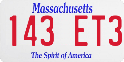 MA license plate 143ET3
