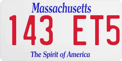 MA license plate 143ET5