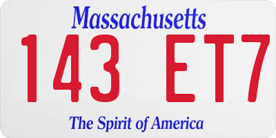 MA license plate 143ET7