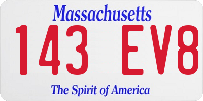MA license plate 143EV8