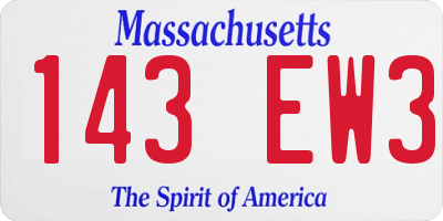 MA license plate 143EW3