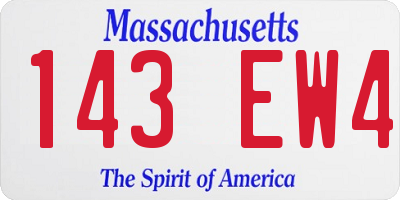 MA license plate 143EW4