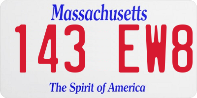 MA license plate 143EW8