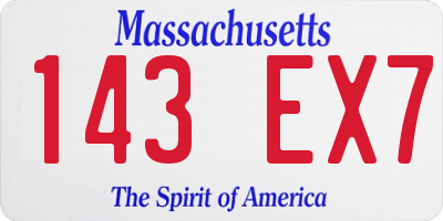 MA license plate 143EX7
