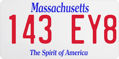 MA license plate 143EY8