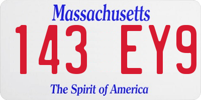 MA license plate 143EY9