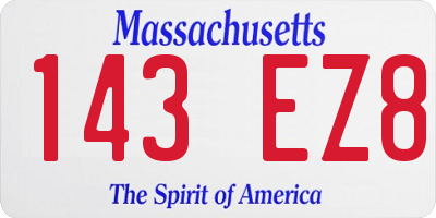 MA license plate 143EZ8