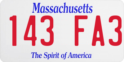 MA license plate 143FA3