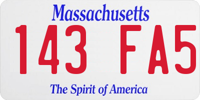 MA license plate 143FA5