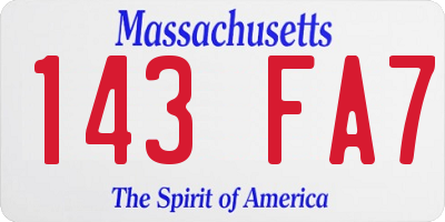 MA license plate 143FA7