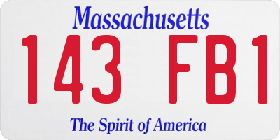 MA license plate 143FB1