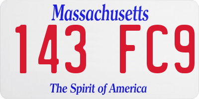 MA license plate 143FC9