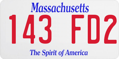 MA license plate 143FD2