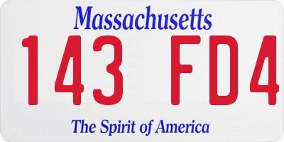 MA license plate 143FD4